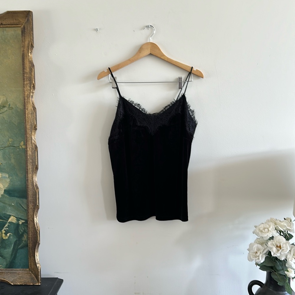 Cream Black Velvet Camisole Size Large